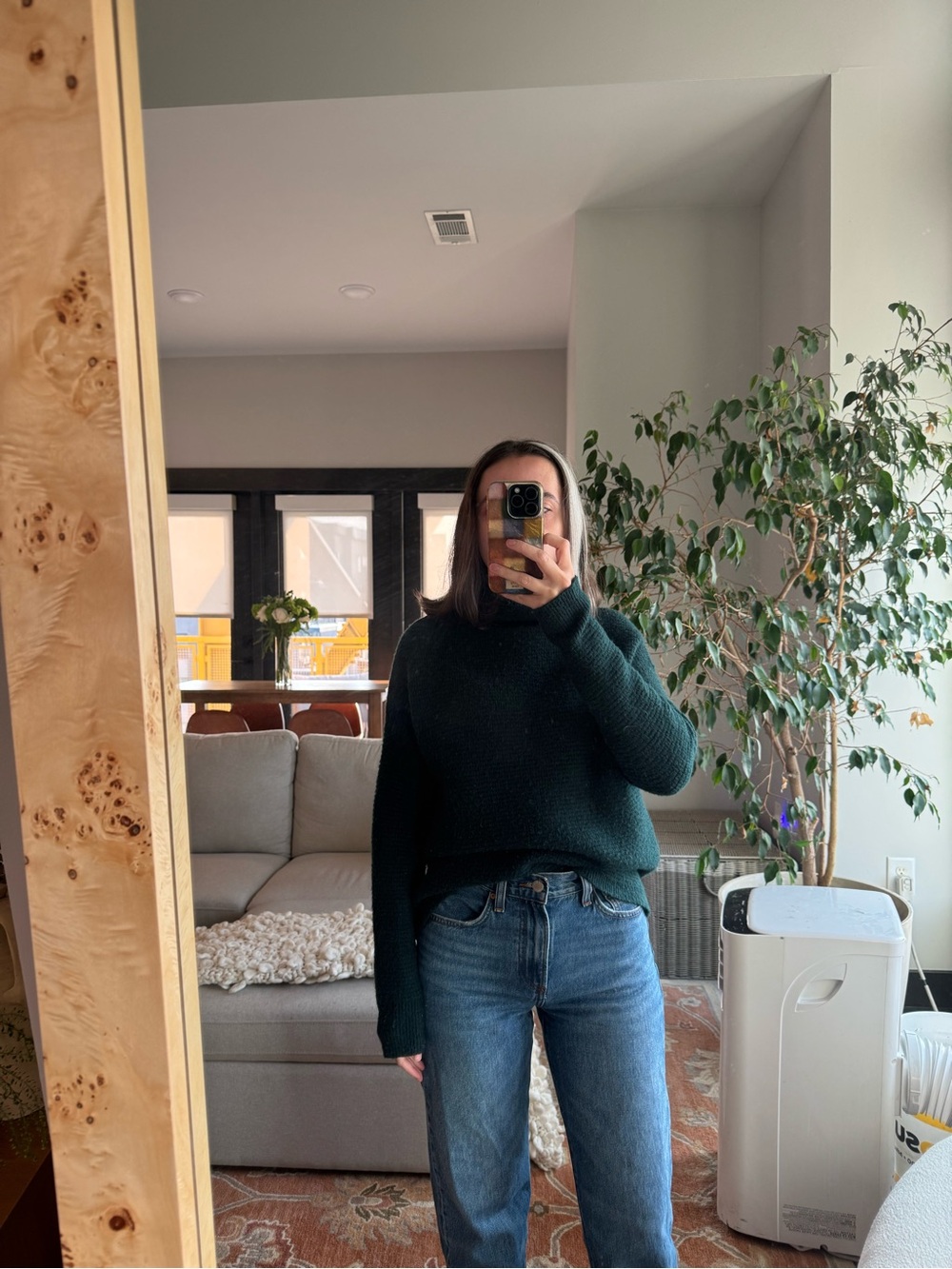 Madewell Dark Green Turtleneck Knit Sweater